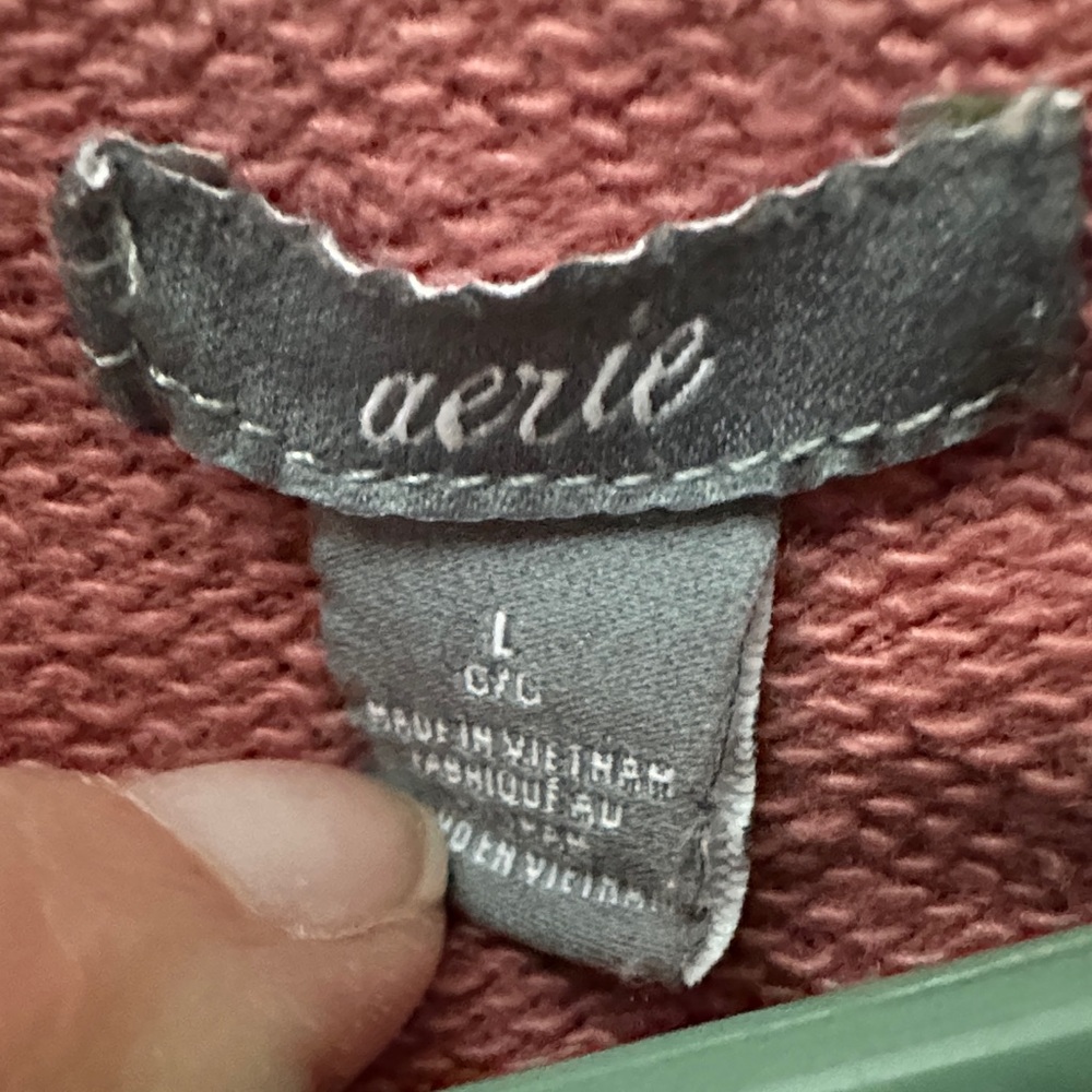 Aerie Soft Pink Knit Fabric Full Zip Hooded Sweatshirt Large - Picture 2 of 8